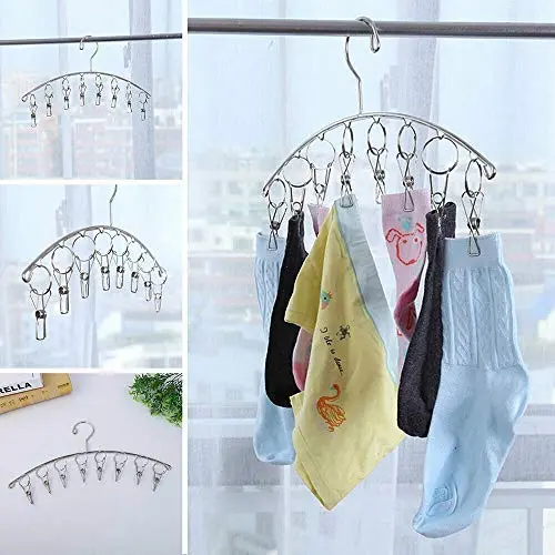Stainless Steel Clips Drying Rack for Underwear Hanging Bra Sock Folding Laundry Hanger Drying Clothes Rack Dryer Stainless Steel Clips Drying Rack for Underwear Hanging Bra Sock Folding Laundry Hanger Drying Clothes Rack Dryer