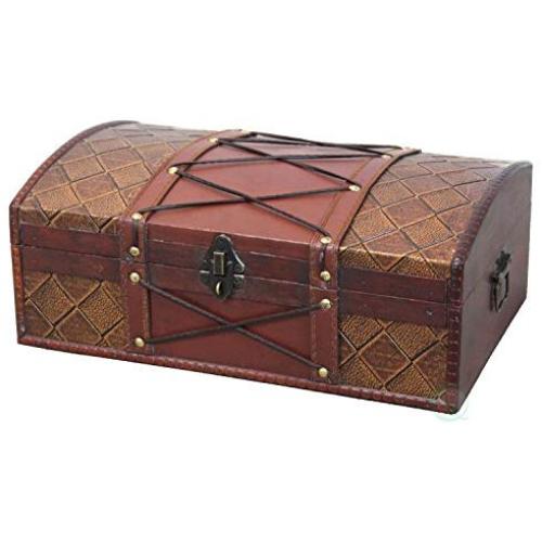 Vintiquewise(TM) Pirate Treasure Chest/Box with Leather X