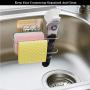 Bogeer Sponge and Brush Holder for Kitchen Sink Sink Caddy Organizer for Sponge, Brush and Dishcloth Sponge Holder Dishwashing Holder Drainer Rack Sponge Holder, Stainless Steel, Reusable Adhesive