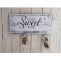 Home Sweet Home key hanger wall white wood key holder for wall shabby wood cottage chic housewarming gift key hook black and white organizer
