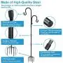 GEEDIAR Outdoor Shepherd Hooks 39.5 Inch with 5 Prong Base,Double Sided Outdoor Adjustable Height Heavy Duty Garden Hanging Stake,2 Pack