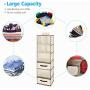 Magicfly 6-Shelf Hanging Closet Organizer with Drawers(1 Drawer with Divider & 1 Underwear Drawer), Foldable Clothes Hanging Shelf for Sweater, Bra, Socks, 44.9 X 13 X11.4 Inch, Beige