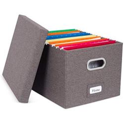 Internets Best Collapsible File Storage Organizer | Decorative Linen Filing & Storage Office Boxes | Letter/Legal | Charcoal | 1 Pack