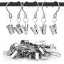 50pcs S Hooks Curtain Clips with Hooks Stainless Steel S Hooks Clip Lamp Hook Silver Metal Hanging Clips Hooks for Home Decoration, Outdoor Party Hanging Wire Holder Art Craft Display