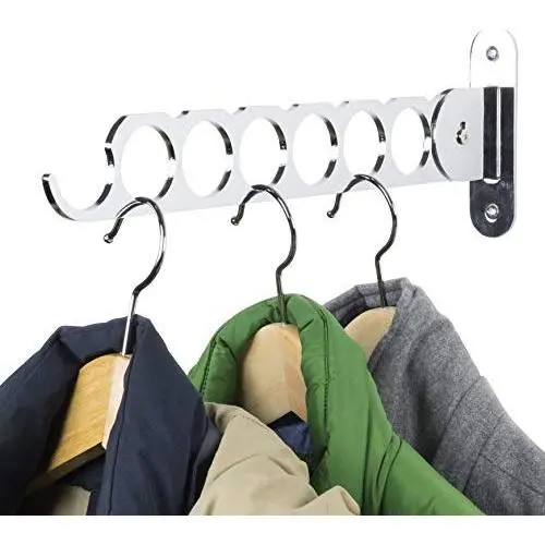 Wallniture Costa Wardrobe Organizer Wall Mounted Clothes Bar - Hanger Holder Organizer - Steel Black 14.5 Inch (Chrome) Wallniture Costa Wardrobe Organizer Wall Mounted Clothes Bar - Hanger Holder Organizer - Steel Black 14.5 Inch (Chrome)
