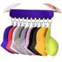 ShineMe Cap Organizer Hanger, 4 Pack Hat Organizer, 10 Baseball Cap Holder, 10 Clips Stainless Steel, Folding Clothes Hangers Foldable Clothes Drying Rack for Travel (Purple)