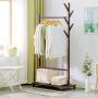 Floor-Standing Simple Hanger Bedroom Living Room Wooden Clothes Rack (Color : Coffee Color)