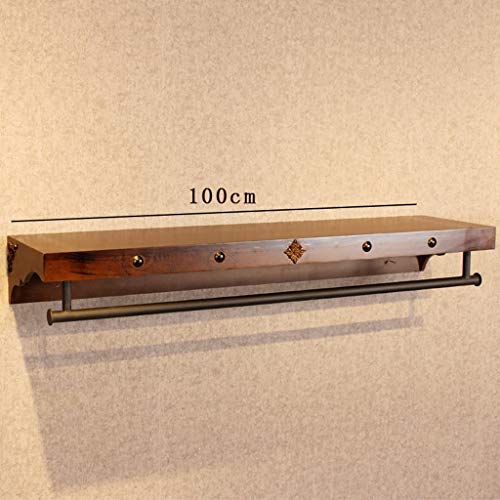 PIN Wooden Household Hangers, Wall Hangers，Retro Brown Woody Shelf Single Pole Clothing Store Display Stand Side Wall Hangers Clothes Drying Clothes Rack/Wall Shelves Rack，Wall Door Back Coat Rack