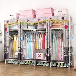 Wardrobe Free-Standing Closet Garment Rack Heavy Duty Clothes Rolling Clothes Rack Closet Storage Organizer with Hanger Bar for Clothes Storage Cupboard,C-168x45x165cm