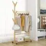 WZP Clothing Display Stand Simple Clothes Rack,Solid Wood Coat Rack Floor Bedroom Multi-Function Hanger,Living Room Storage Storage Rack Waterproof and Moisture Proof/As Shown / 100cm