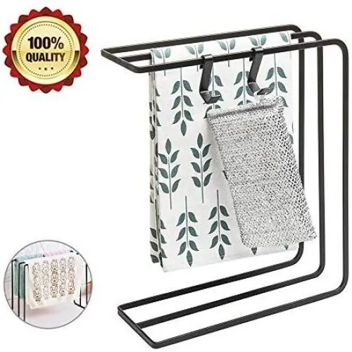 M-TOP Dishcloth Holder Sponge Holder Stand Rack, Kitchen Countertop Dishcloth Drying Rack with 2 Sponge Hooks, Kitchen Cloth Rack Tower Dishcloth Hanger to Hang Rags and Spongesblack-2 Packs M-TOP Dishcloth Holder Sponge Holder Stand Rack, Kitchen Countertop Dishcloth Drying Rack with 2 Sponge Hooks, Kitchen Cloth Rack Tower Dishcloth Hanger to Hang Rags and Spongesblack-2 Packs
