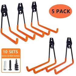 Garage Storage Utility Hooks - Premium Steel - Heavy Duty for Organizing Power Tools - Wall Hanger Hook Holder Storage Rack for Ladders Bikes Ropes Baby Carriage Bulk items(Pack of 5)