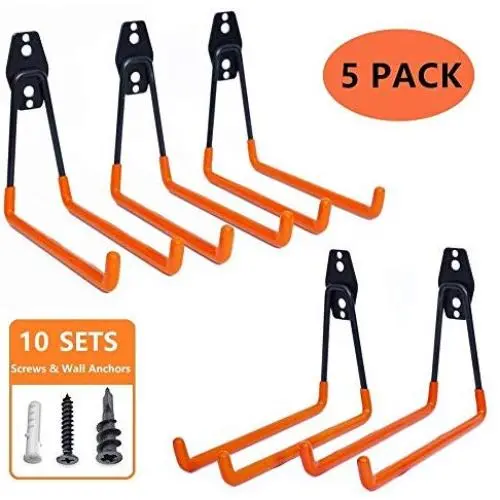 Garage Storage Utility Hooks - Premium Steel - Heavy Duty for Organizing Power Tools - Wall Hanger Hook Holder Storage Rack for Ladders Bikes Ropes Baby Carriage Bulk items(Pack of 5)
