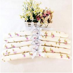 10pcs Flower Cloth Non-Slip Wood Hangers Pastoral Cloth Hanger Non-Slip Clothes Hangers Drying Rack for Clothes Mixed Color