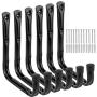 Garage and Garden Storage Utility Hooks Heavy Duty Jumbo Arm Hanger (6 Pcs Black 8" J Hook)