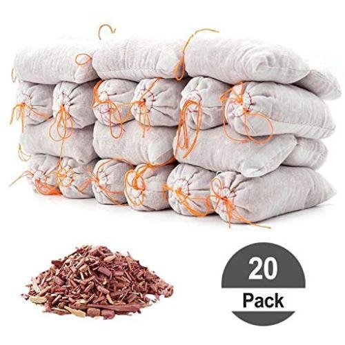 HomeDo 20Pack Cedar Sachet Bags, Natural Red Cedar Chips Sachets for Closets and Drawers, Clothes Storage Protector (Cedar Bags-20Pack) …
