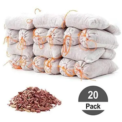 HomeDo 20Pack Cedar Sachet Bags, Natural Red Cedar Chips Sachets for Closets and Drawers, Clothes Storage Protector (Cedar Bags-20Pack) …