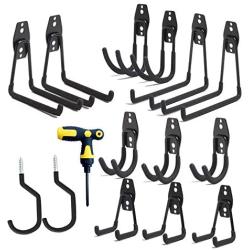 Garage Hooks Heavy Duty 15 Pack, Steel Garage Storage Hooks,Wall Mount Garage Tool,for Ladders, Bikes-Black