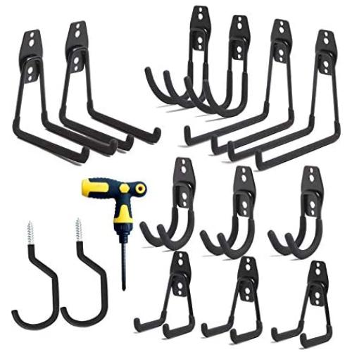 Garage Hooks Heavy Duty 15 Pack, Steel Garage Storage Hooks,Wall Mount Garage Tool,for Ladders, Bikes-Black Garage Hooks Heavy Duty 15 Pack, Steel Garage Storage Hooks,Wall Mount Garage Tool,for Ladders, Bikes-Black