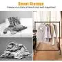 Gaming Master Clothes Hanger Heavy Duty Max Capacity 200Ib Durable Cloakroom Garment Racks with Wheels 4 ft Long 5 ft High Anti-rust Stainless Steel Material Sturdy Balcony Clothing Rail