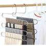 Lucky Life 4 Pack Pants Hangers S Shape Stainless Steel Cloth Hangers Space Saving Organizer for Jeans Pants Scarf