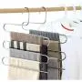 Lucky Life 4 Pack Pants Hangers S Shape Stainless Steel Cloth Hangers Space Saving Organizer for Jeans Pants Scarf