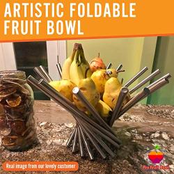 Foldable Rotation Fruit Basket, Decorative Fruit Bowl with Unique Design and Anti Rust Stainless Steel, 15&quotx10" Modern Fruit Stand Storage Kitchen for Orange Banana Apple Grapes, Wrench Included