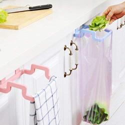 Canghai Hanging Kitchen Cabinet Trash Bag Holder Household Cloths Hanger Towel Rack Blue