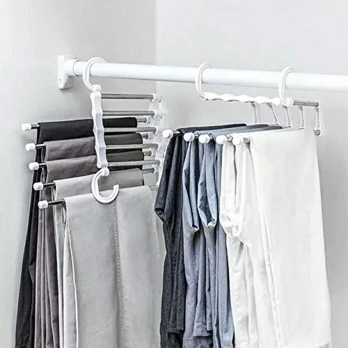 Drop ship 5 in 1 Multi-functional Pant Rack Shelves Space Safer Stainless Steel Magic Wardrobe Clothing Hangers For Clothes Rack Drop ship 5 in 1 Multi-functional Pant Rack Shelves Space Safer Stainless Steel Magic Wardrobe Clothing Hangers For Clothes Rack