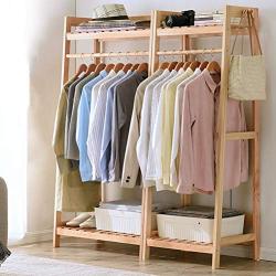 WYQSZ Floor Coat Rack, Solid Wood Hangers, Simple Rack Hangers, Home Bedroom Wooden Clothes Rack Multi-Function (Color : B, Size : 70146cm)