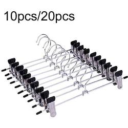 KYCPTNFJ 10/20Pcs Non-Slip Adjustable Stand Hanger Pants Skirt Clothes Steel Adult Clothing Rotatable Clips Set