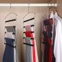 Bloberey Pants Hangers 5 Layers Metal Slack Magic Hangers Non-Slip Foam Padded Swing Arm Space Saving Hanger Clothes Closet Storage Organizer for Pants Jeans Trousers Skirts Scarf Ties Towels（4 Pack）