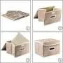 Prandom Collapsible Storage Boxes with Lids Fabric Decorative Storage Bins Cubes Organizer Containers Baskets with Cover Handles Divider for Bedroom Closet Living Room 9.8x7.9x6.7 Inch 3 Pack
