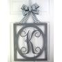 Black Monogram Door Hanger | Initial Bridal Shower Gift | Wooden Letter Wreath | CHOOSE YOUR COLOR