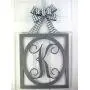 Black Monogram Door Hanger | Initial Bridal Shower Gift | Wooden Letter Wreath | CHOOSE YOUR COLOR