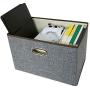 Zonyon Large Storage Box, 17.7’’ Sturdy Collapsible Fabric Storage Bin Container Bakset Home Cube Organizer with Removable Lid for Bedroom,Closet,Shelves,Office,Grey,2 Packs