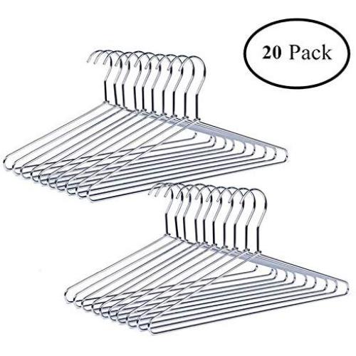 Amber Home Heavy Duty Metal Wire Hanger Metal Shirt Hanger Suit Hanger Coat Hangers with Polished Chrome (20)