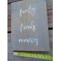 Vintage look FAMILY FRIENDS MEMORIES new calligraphy Chalk Couture style old time font jute hanger antique style primitive style. weathered wood sign