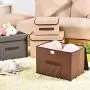 Foldable Storage Boxes Clothes Storage Bag Organizer with Handles Storage Basket with Linen Fabric, Closet Shelf Drawers 2 Packs ((Off-White) (Light-Green))