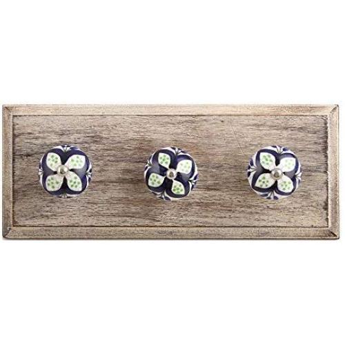 Indianshelf Handmade 1 Artistic Vintage Blue Wooden Flower Crackle Key Hooks Hangers/Wall Hooks for Coats Indianshelf Handmade 1 Artistic Vintage Blue Wooden Flower Crackle Key Hooks Hangers/Wall Hooks for Coats