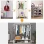 UDEAR Garment Rack Free-Standing Clothes Rack with Top Rod,Lower Storage and 8 Hooks,White UDEAR Garment Rack Free-Standing Clothes Rack with Top Rod,Lower Storage and 8 Hooks,White