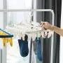 Fan-LingMultifunctional Folding Household Skidproof Windproof Belt 32 Clip Drying Rack,Folding Hanger Drying Rack,Plastic Clothes Hanger,Closet Organizer Plastic Storage Rack (White)