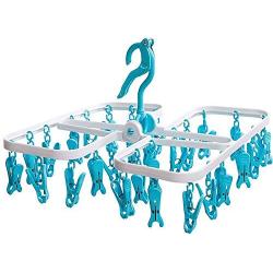 Plastic Foldable Portable Floding Bra Socks Underwear Hanging Dryer Clothes Drying Hanger Rack with 28 Clips ,Blue