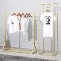 FURVOKIA Clothes Retail Heavy Duty Metal Garment Racks,Clothing Store Hanger Storage Shelves,Floor-Standing Display Rack (Gold Square Tube, 71" H)