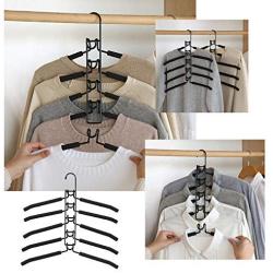 2pcs Sturdy 5 in 1 Multi-Layer Clothes Hangers Space-Saving Multiple Non-Slip Hanger for Wardrobe Decoration