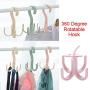 Closet Hanging Organizer Storage Purse Rack Handbag 360 Degree Rotating 4 Hooks for Belt Scarf Tie Rack Holder