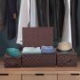 Sorbus Storage Boxes Woven Basket Bin Container Tote Cube Organizer Set Stackable Storage Basket Woven Strap Shelf Organizer Built-in Carry Handles (Woven Lid Baskets - Chocolate)