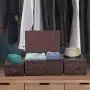 Sorbus Storage Boxes Woven Basket Bin Container Tote Cube Organizer Set Stackable Storage Basket Woven Strap Shelf Organizer Built-in Carry Handles (Woven Lid Baskets - Chocolate)