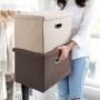 File Storage Box, Collapsible Decorative Linen Filing & Storage, Portable Office Document Organizer | Letter/Legal (Beige, 1 Pack)