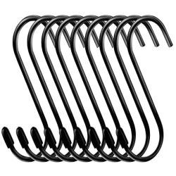 ESFUN 30 Pack Black S Shaped Hooks for Rack Hanging Pots and Pans, Plants, Coffee Cups, Clothes, Coats, Bags, Towels Purse, Jeans, Jewelry in Kitchen,Bedroom, Bathroom/3.5 inch Length